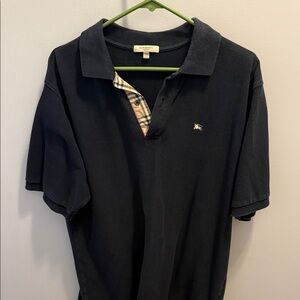 Burberry Black Men’s Short-Sleeve Polo with Check Placket